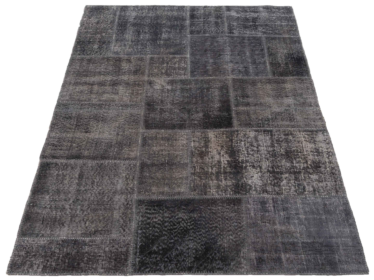 Turkish Vestige Patchwork 131032 Dark Gray Dark Gray 5x7.11 Hand Knotted Rug