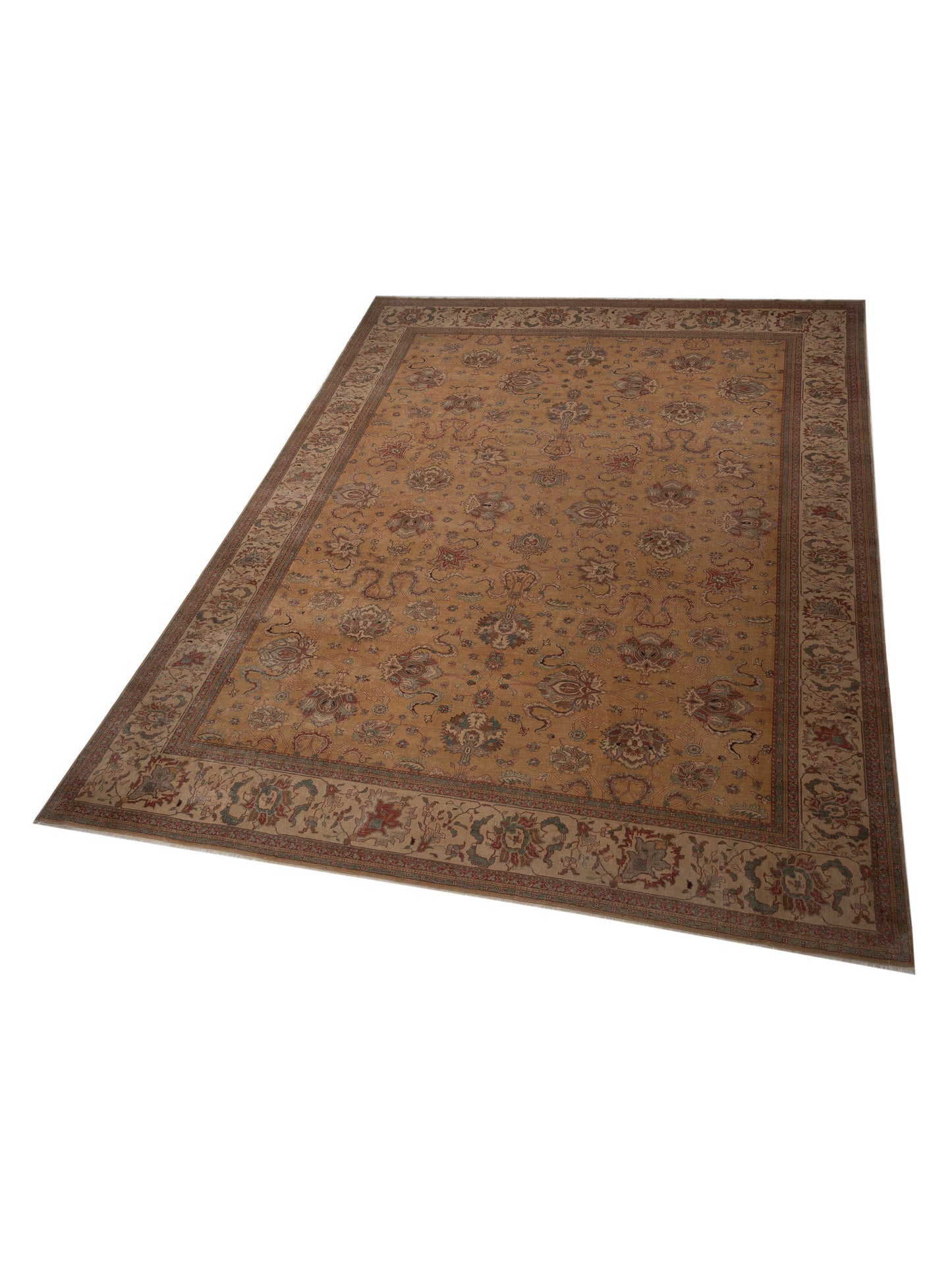 Antique Loom 108177 Gold Beige 14.2x17 Hand Knotted Rug