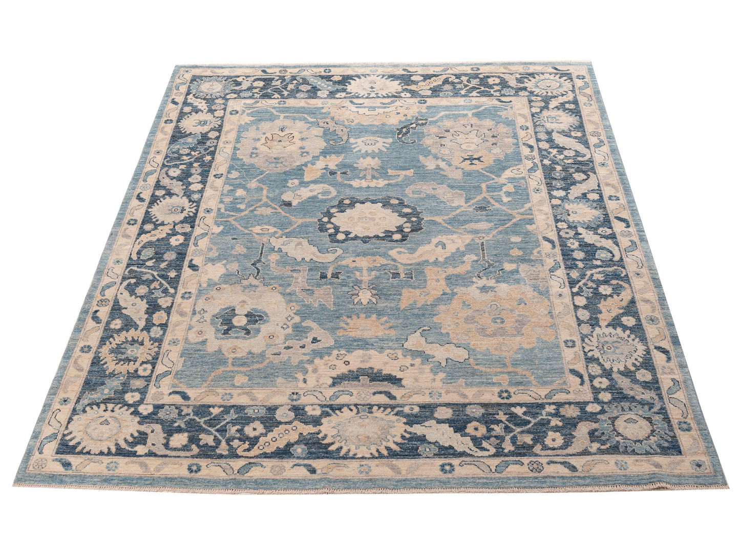 Anadol Oushak 154809 Blue Blue 8.2x10.1 Hand Knotted Rug