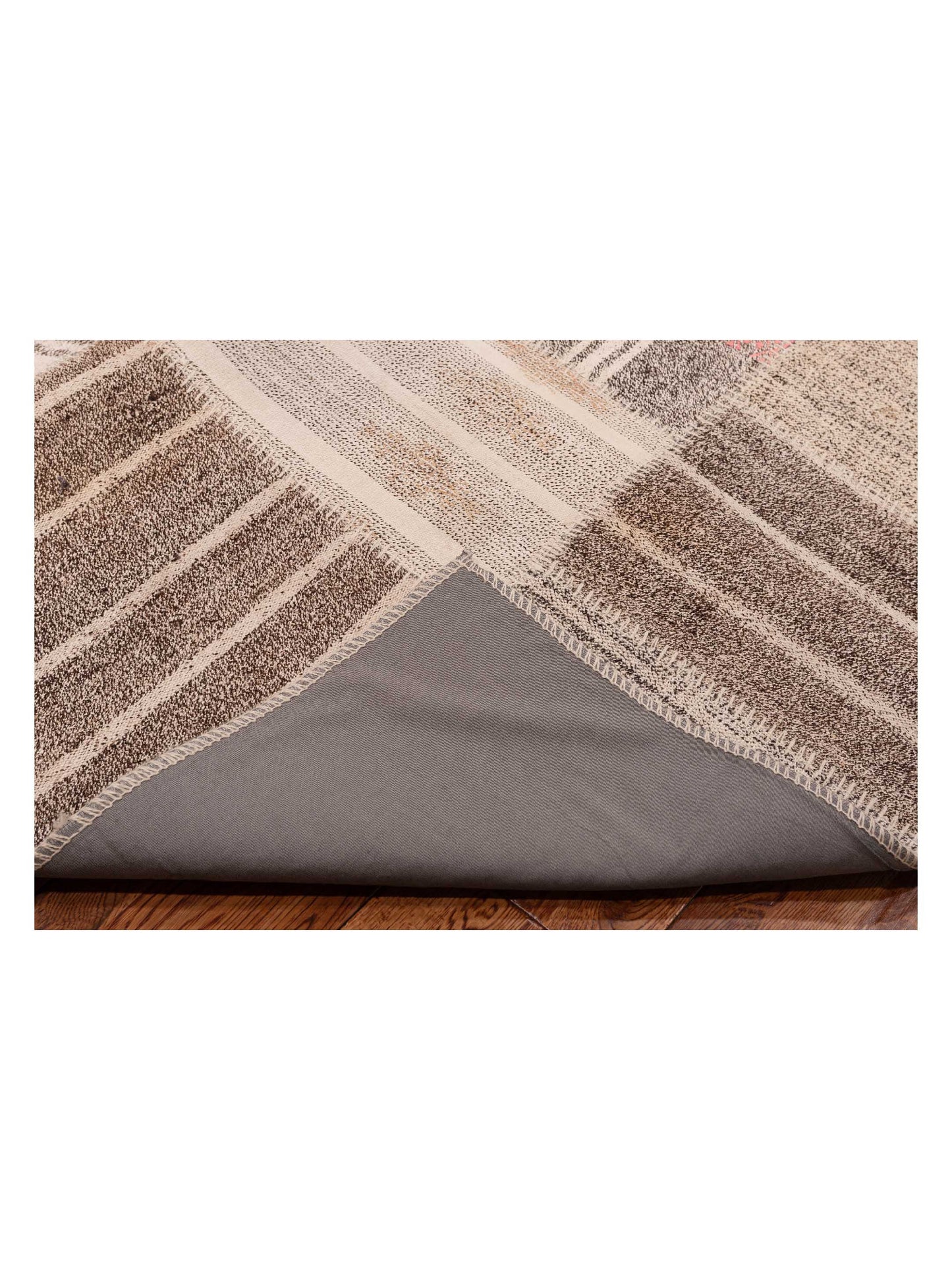 Turkish Vestige Patchwork 114931 Ivory Brown 8.3x11.6 Hand Knotted Rug