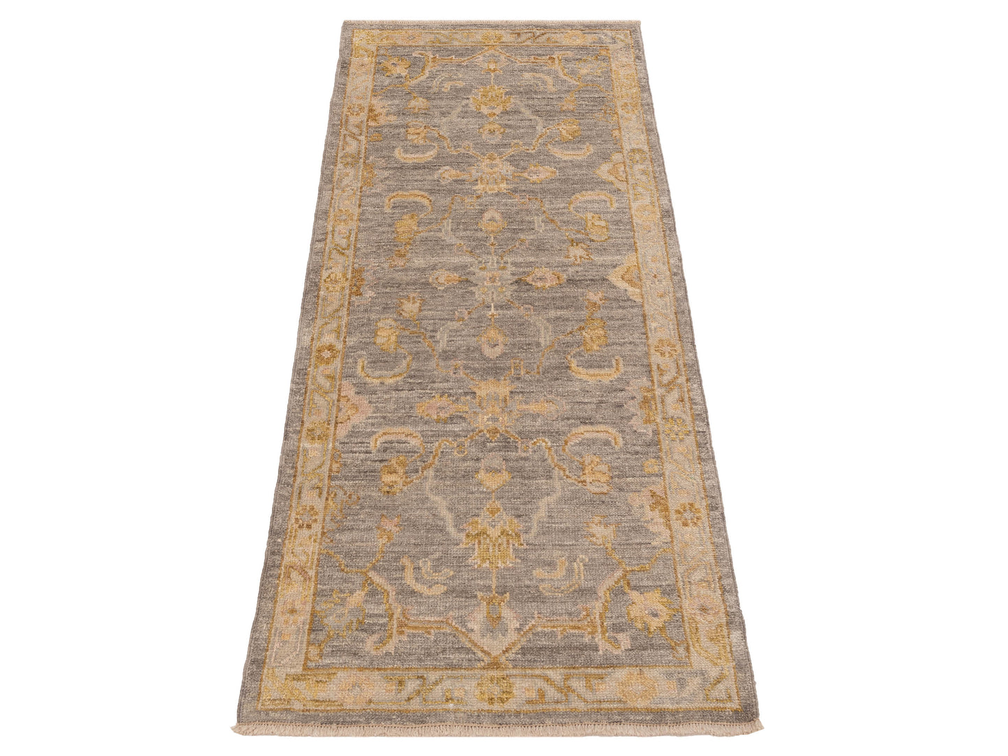 Angora Oushak 150407 Gray Ivory 2.8x6.5 Hand Knotted Rug