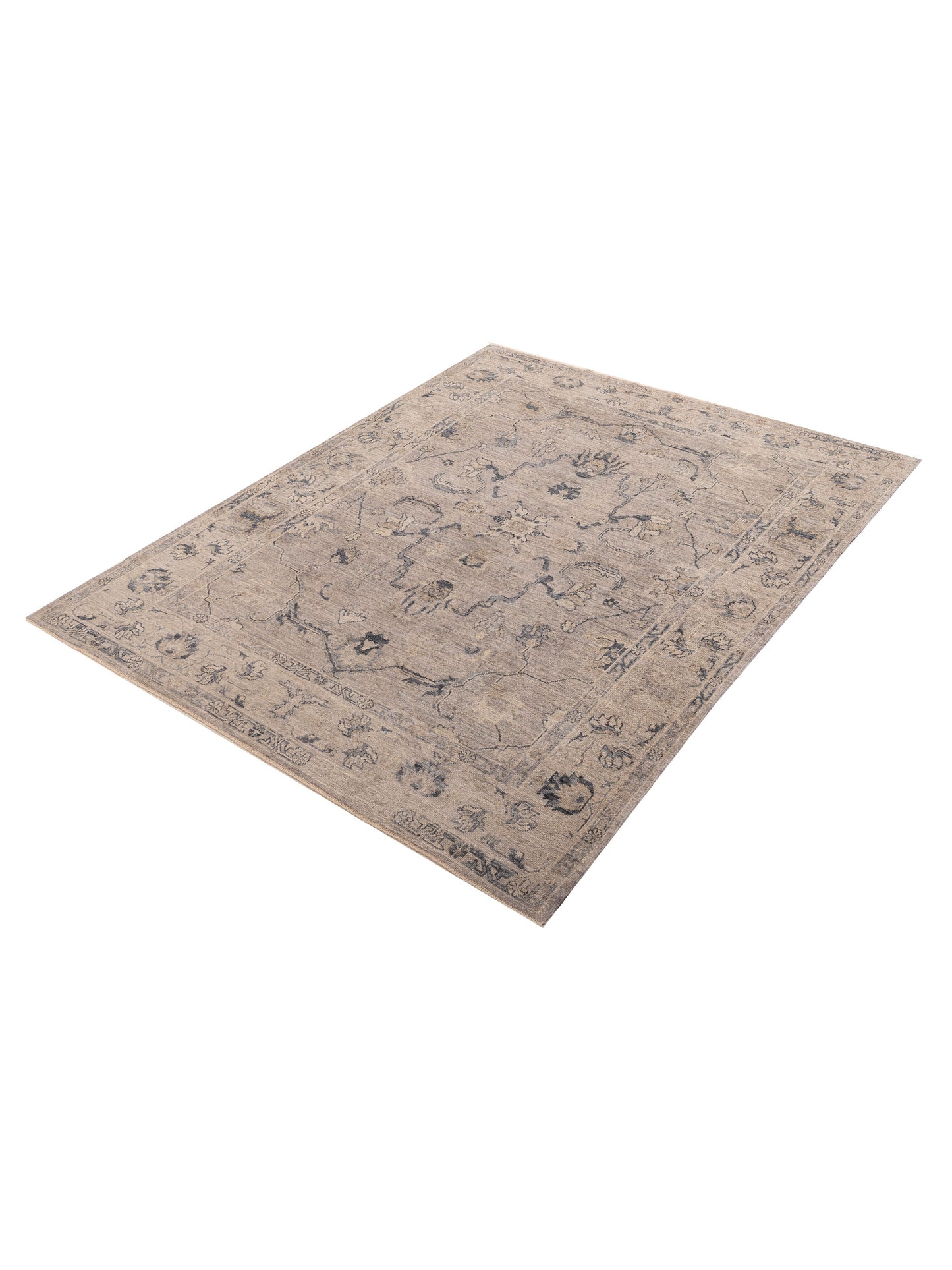Angora Oushak 156073 Gray Gray 7.11x10 Hand Knotted Rug