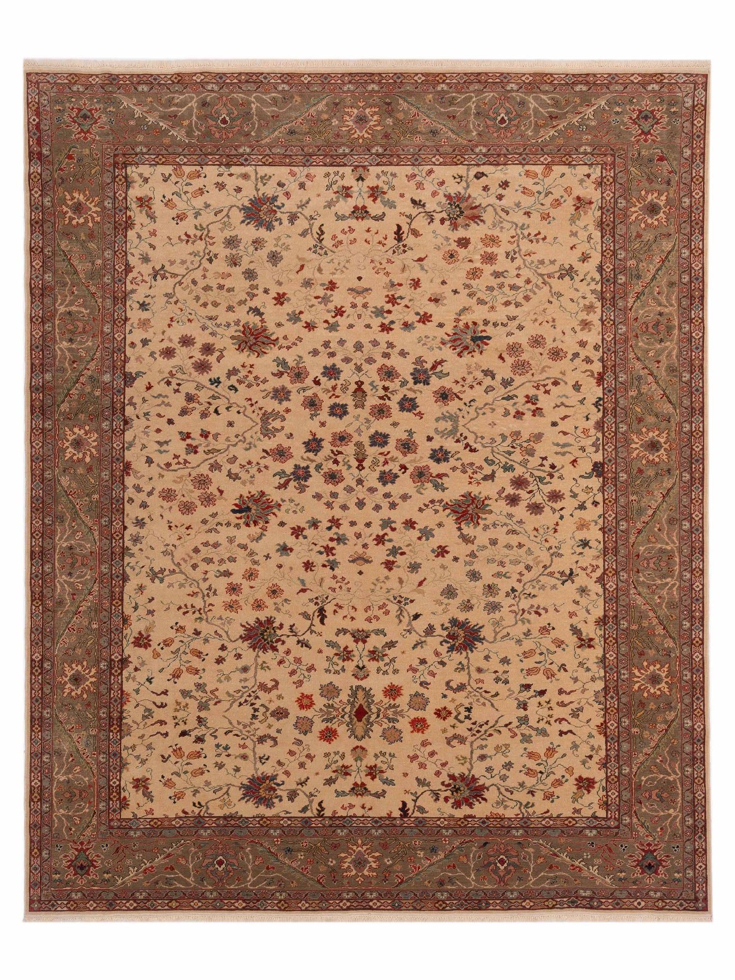 Pasha Antique Loom  Ivory Green Traditional