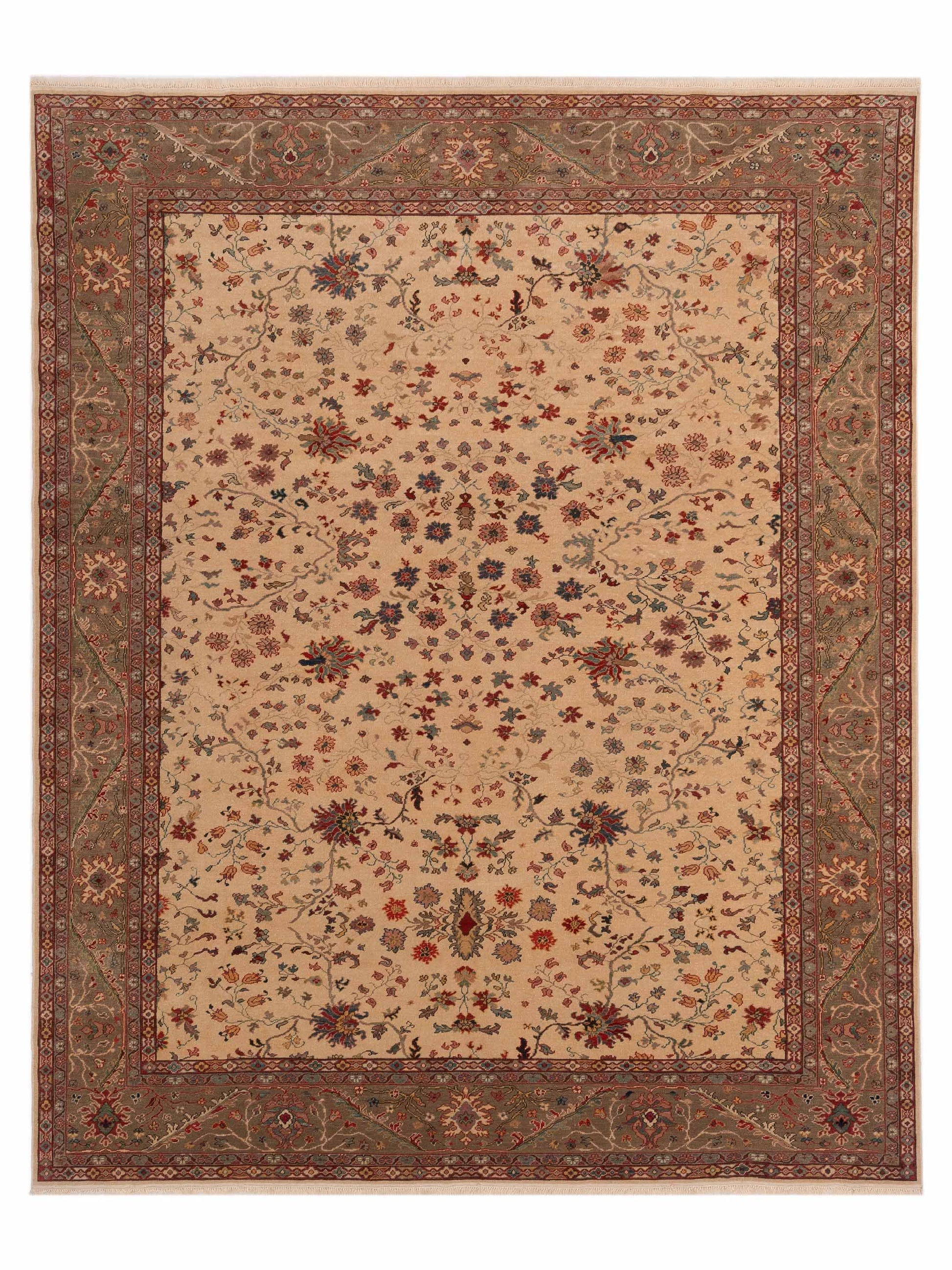 Pasha Antique Loom  Ivory Green Traditional