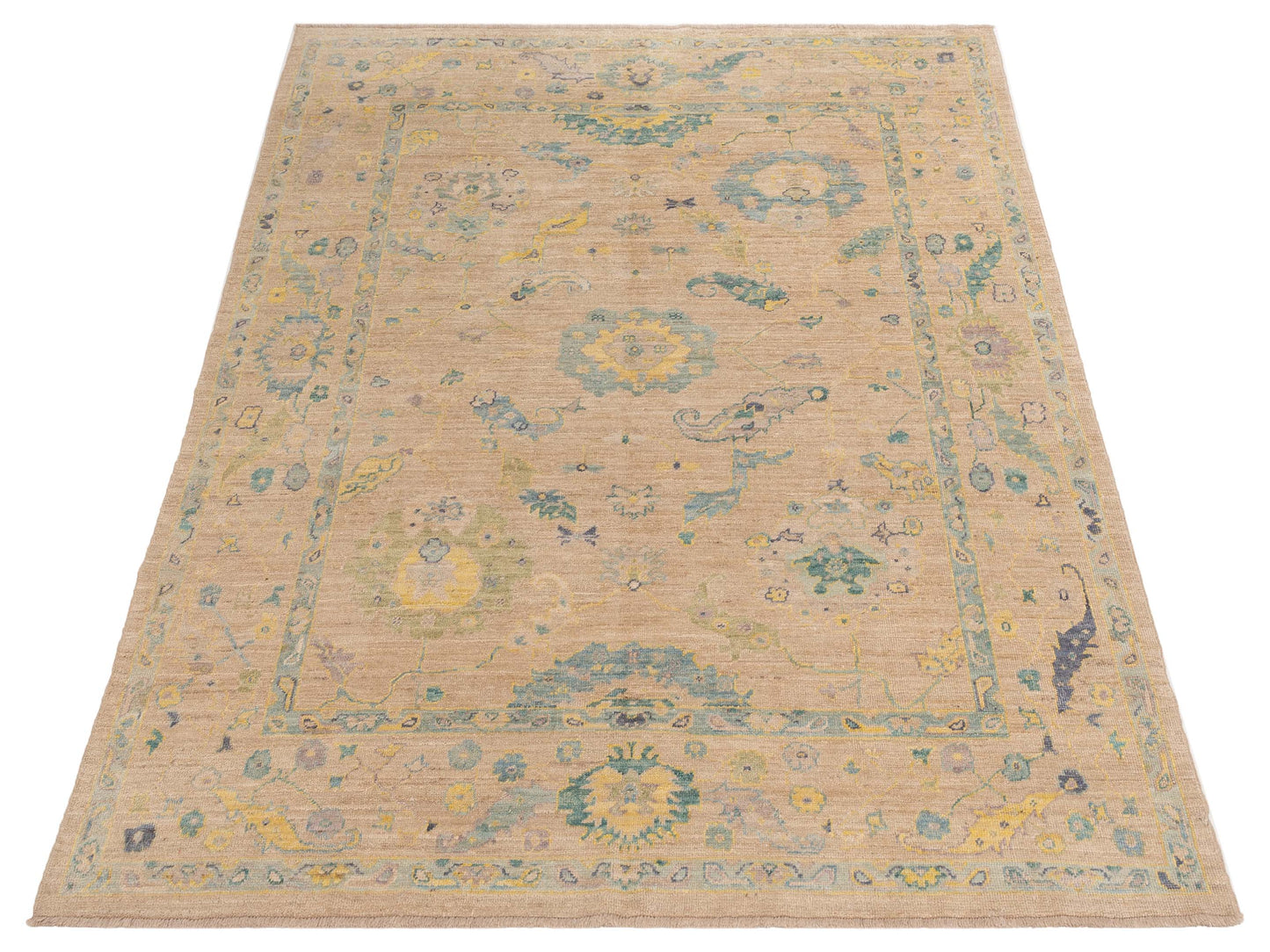 Angora Oushak 145716 Beige Beige 8x10 Hand Knotted Rug