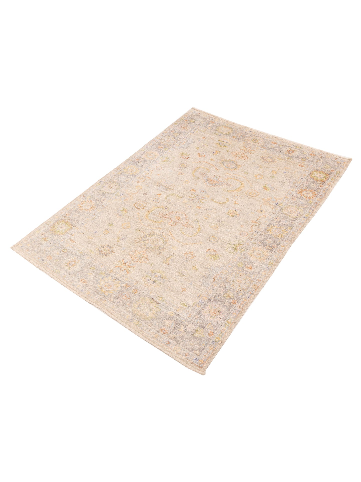 Angora Oushak 153539 Ivory Charcoal 6.1x8.6 Hand Knotted Rug
