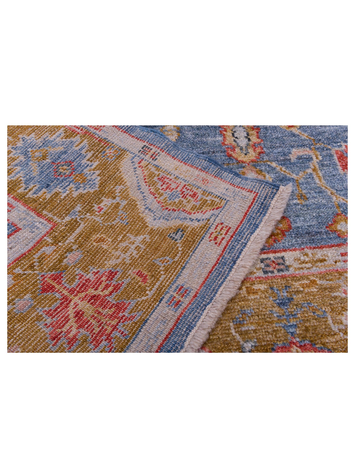 Angora Oushak 144638 Blue Brown 6.2x14.6 Hand Knotted Rug