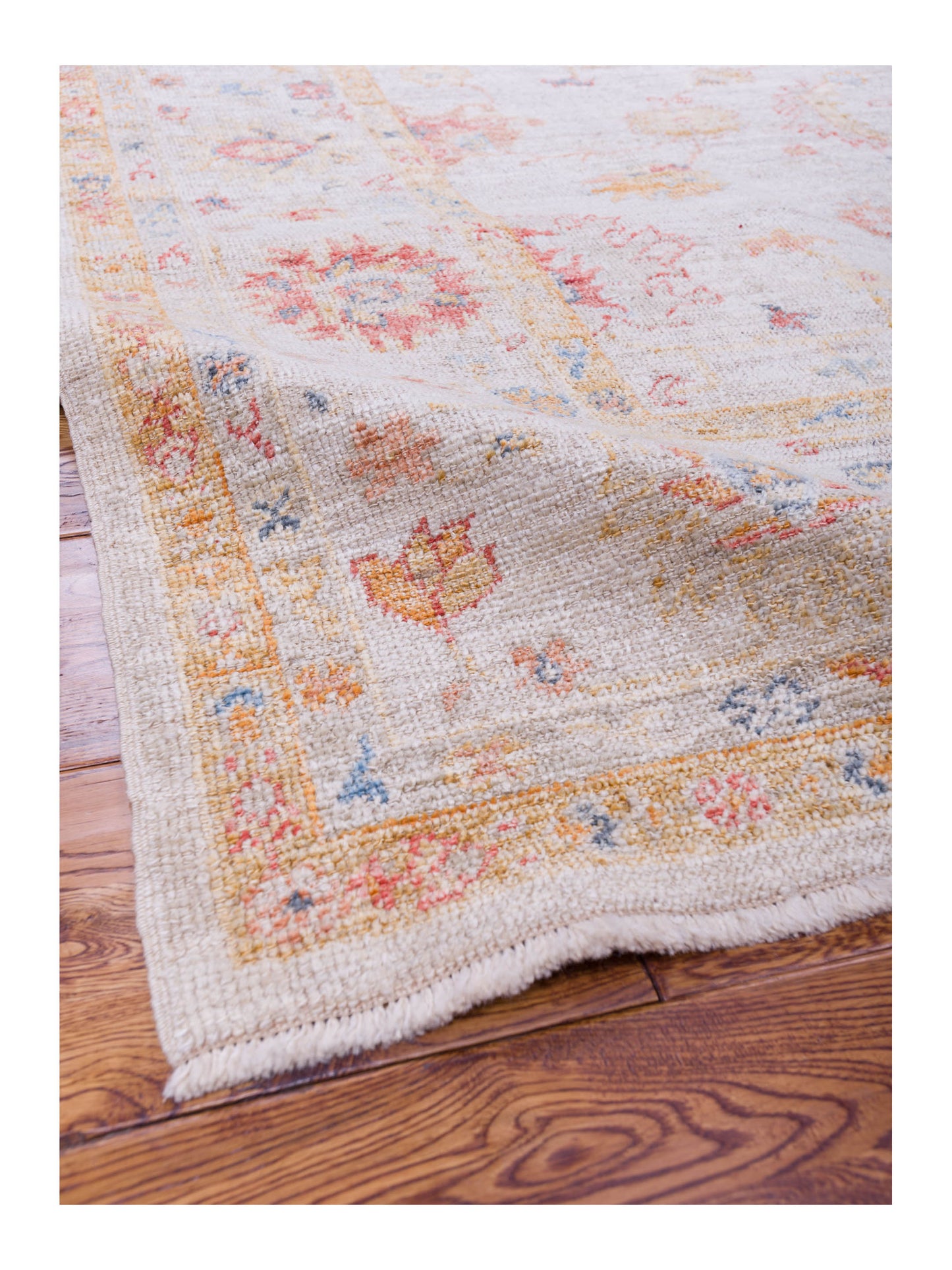 Angora Oushak 133262 Ivory Ivory 7.9x9.8 Hand Knotted Rug