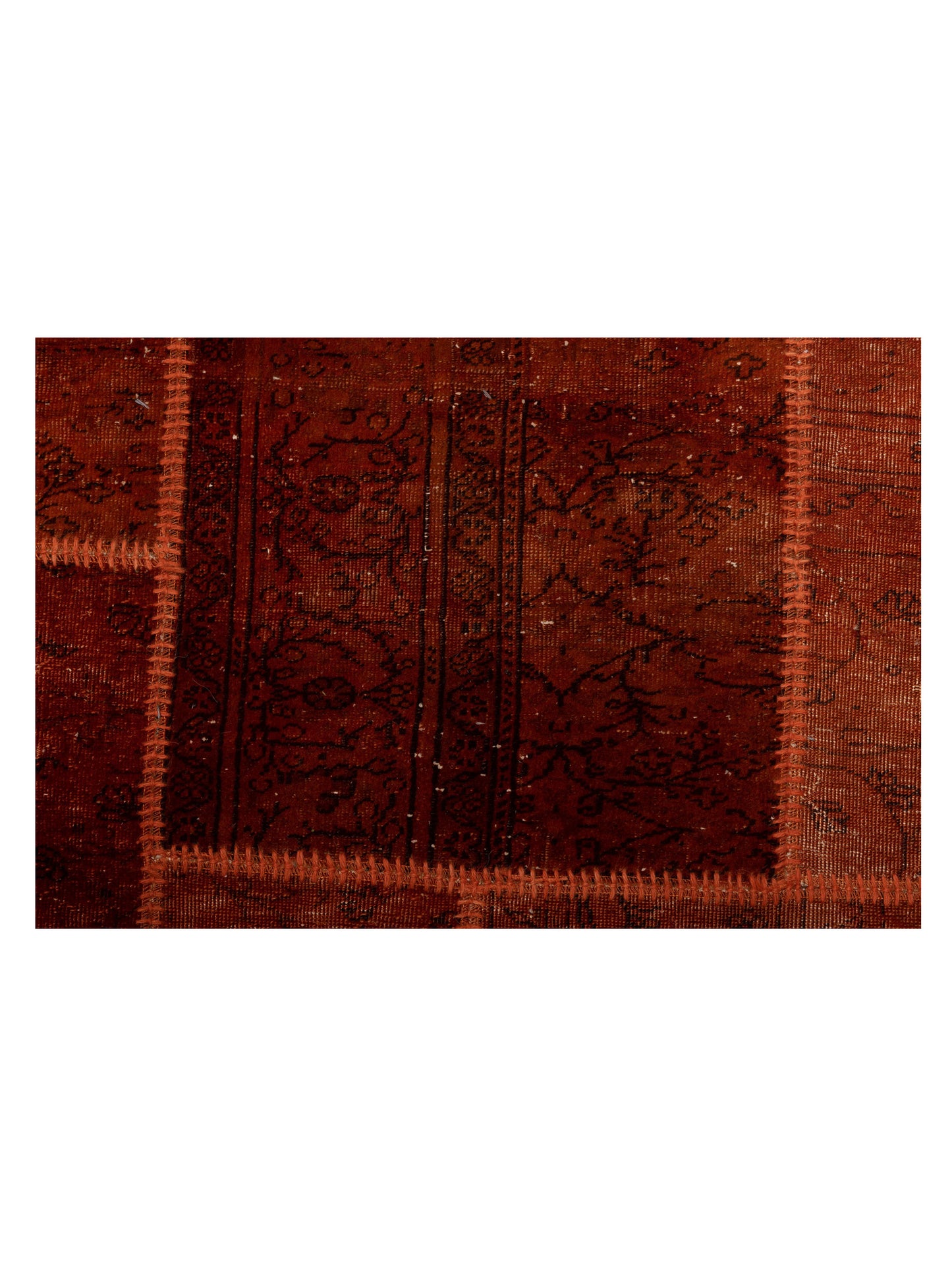 Turkish Vestige Patchwork 111061 Orange 9.10x12.10 Hand Knotted Rug