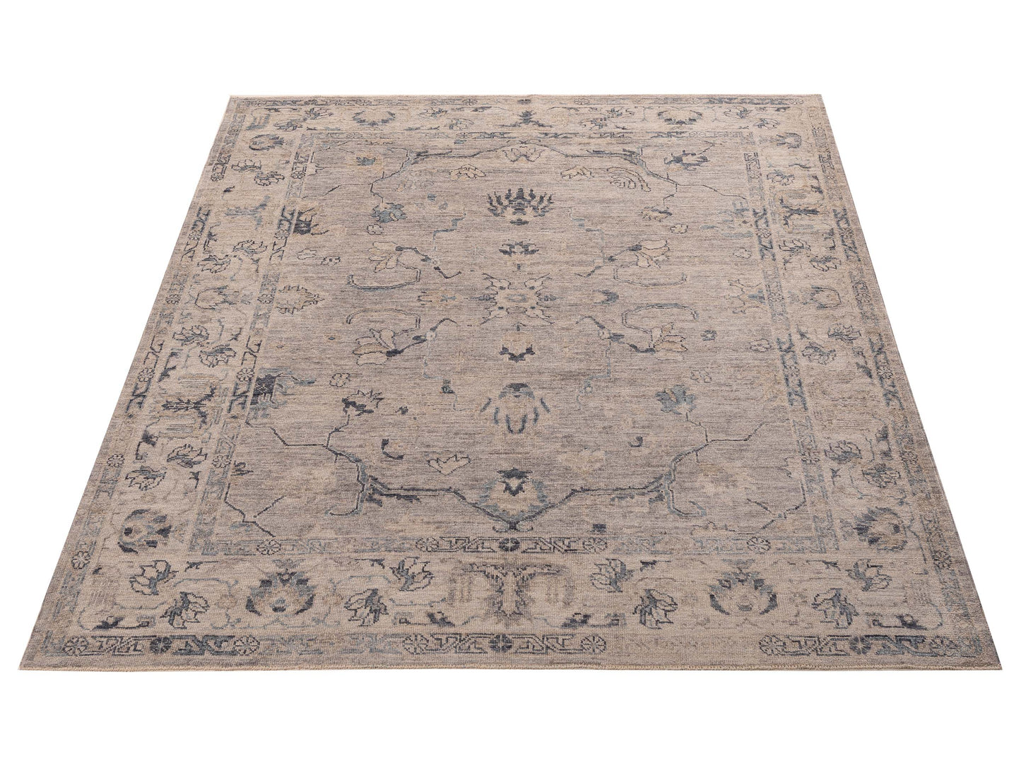 Angora Oushak 156155 Gray Silver 8.2x9.9 Hand Knotted Rug