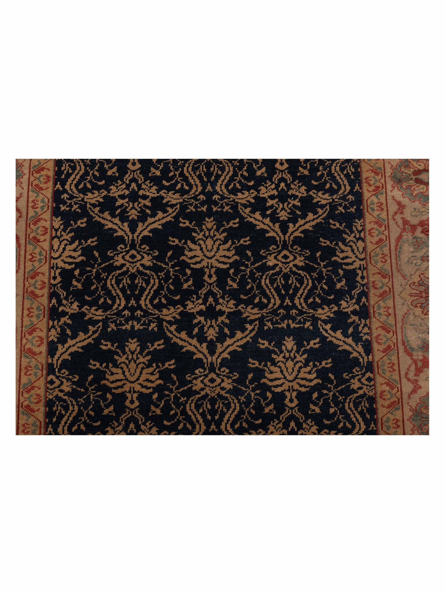 Antique Loom 107987 Navy Beige 4x6 Hand Knotted Rug