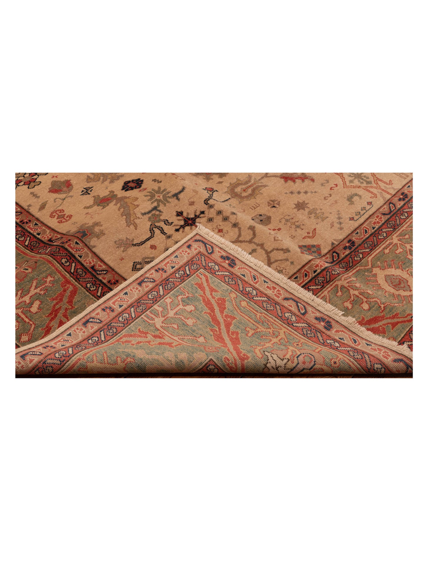 Antique Loom 147388 Ivory Green 6.10x8.6 Hand Knotted Rug