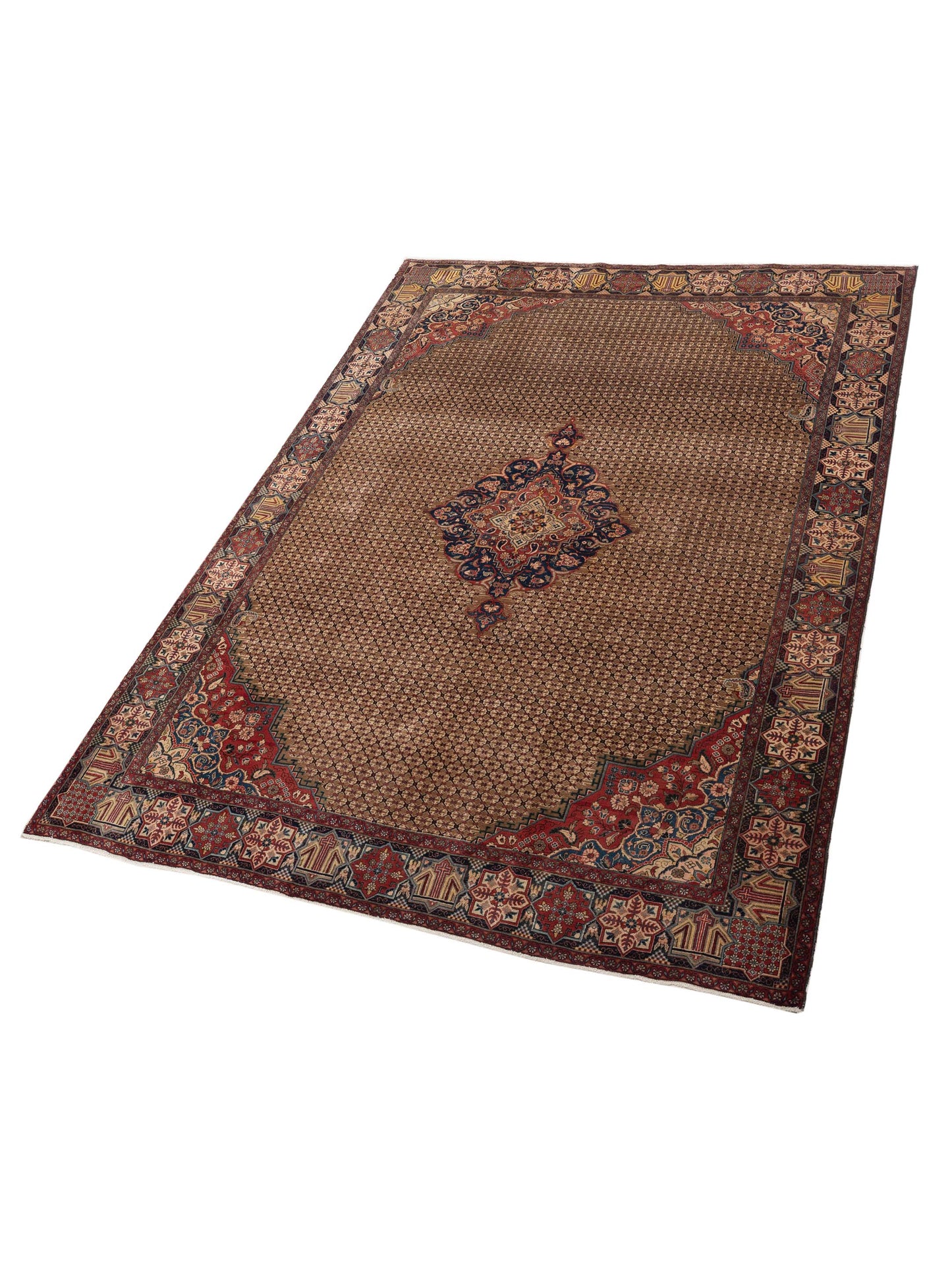 Persian 93512 Brown Navy 8.3x11.4 Hand Knotted Rug