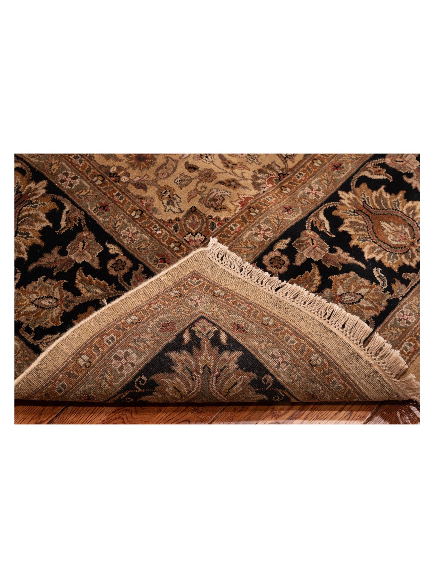 Crown 84576 Camel Black 9.2x11.1 Hand Knotted Rug