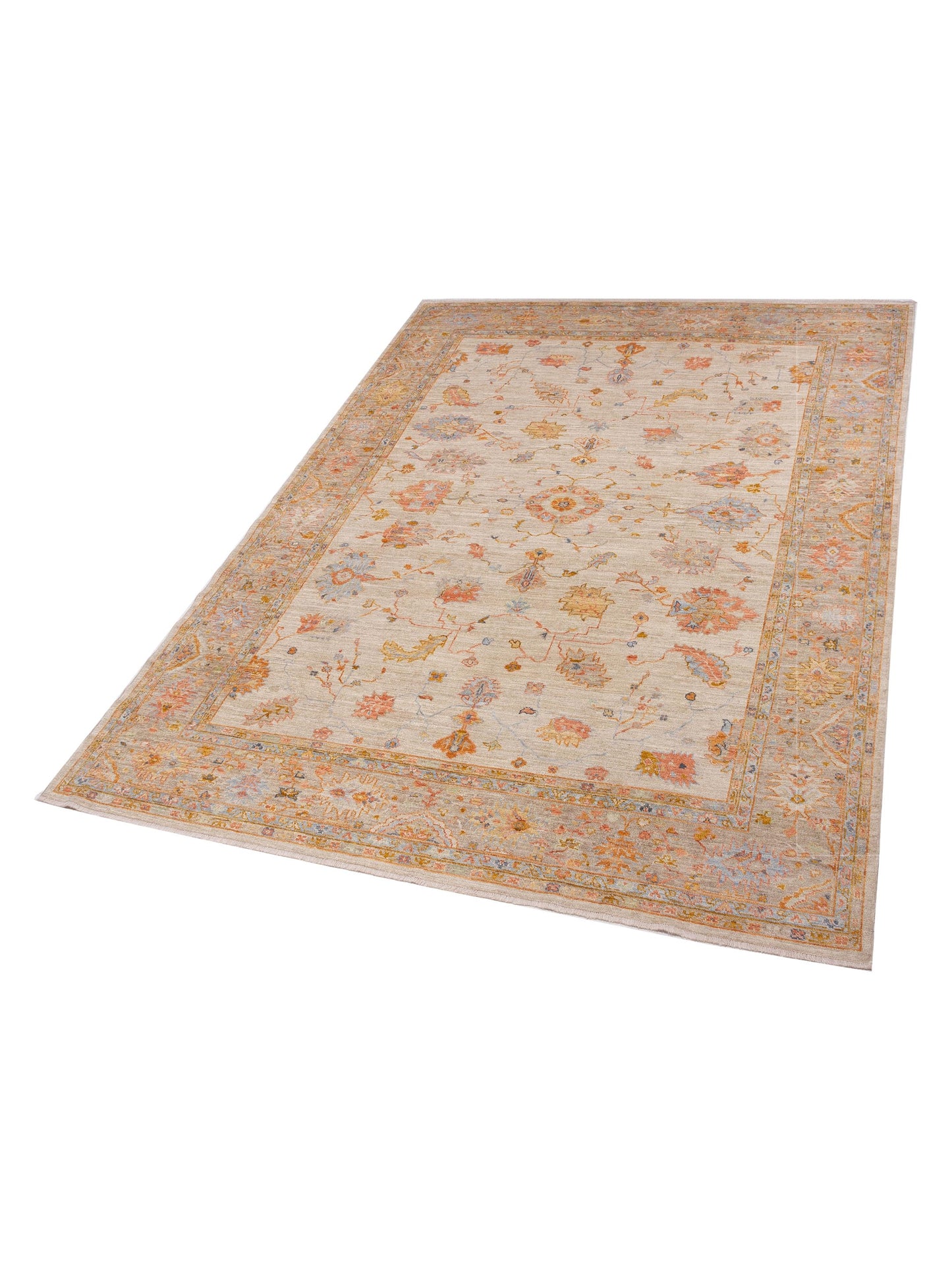 Angora Oushak 147971 Ivory Silver 10x13.4 Hand Knotted Rug