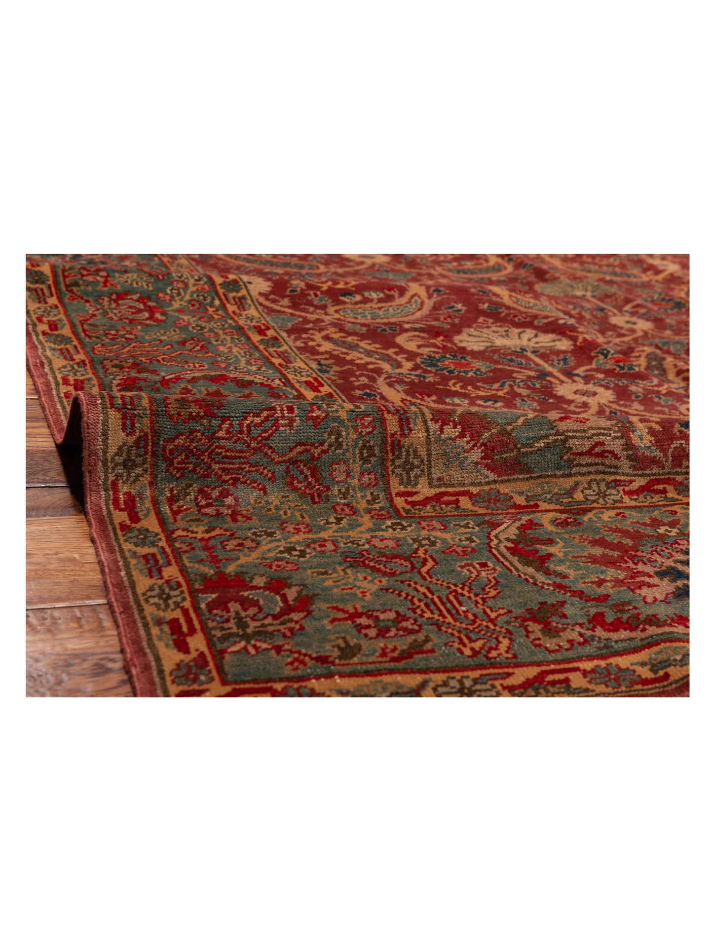 Antique Loom 147347 Red Blue 6.8x6.9 Hand Knotted Rug