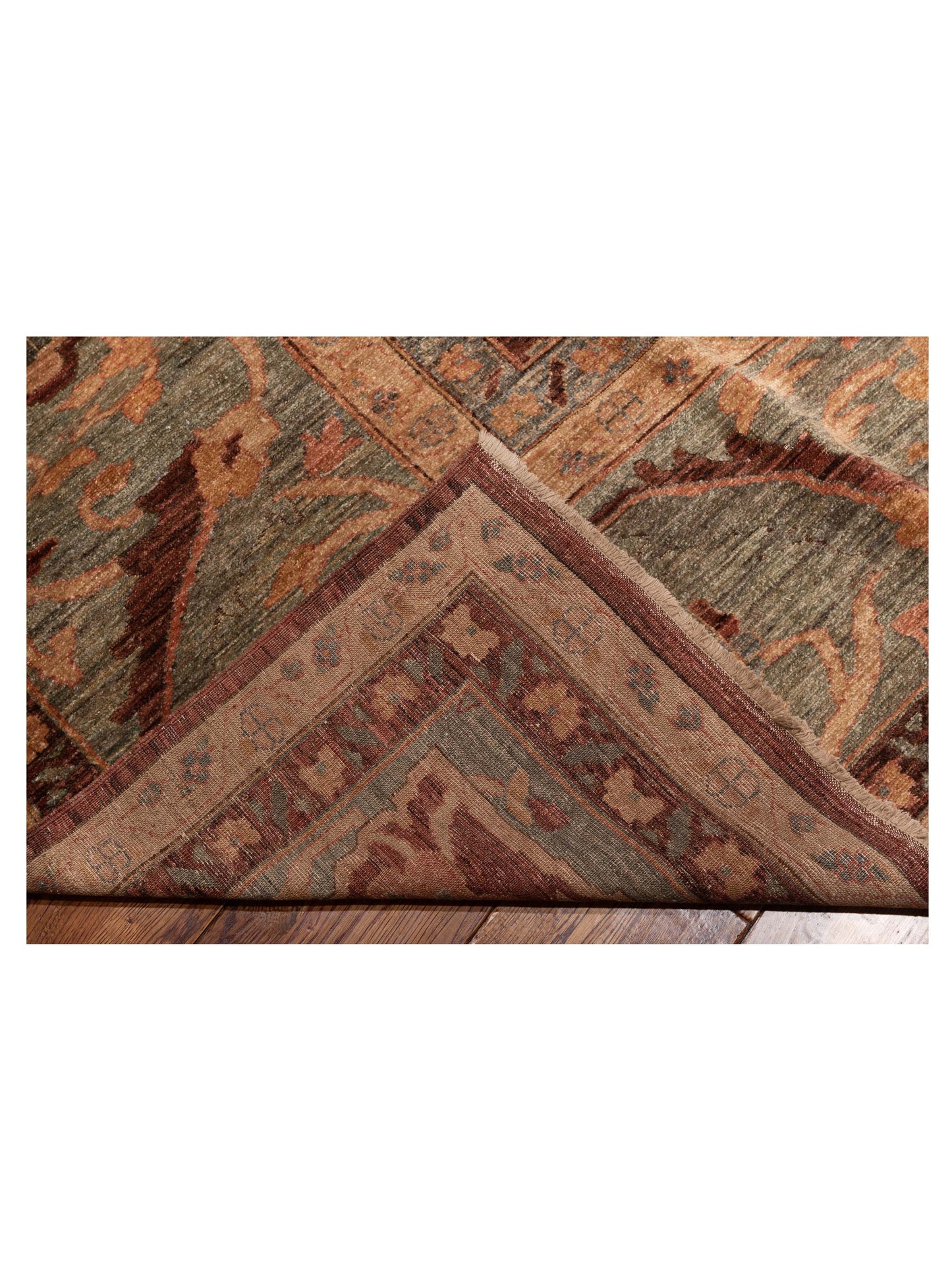 Elvan Nursel Plum Green 14.4x17.9 Hand Knotted Rug