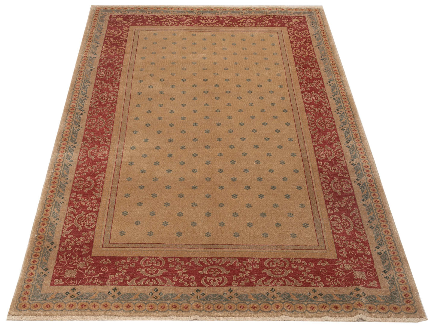 Antique Loom 120660 Cream Red 6.8x8.3 Hand Knotted Rug