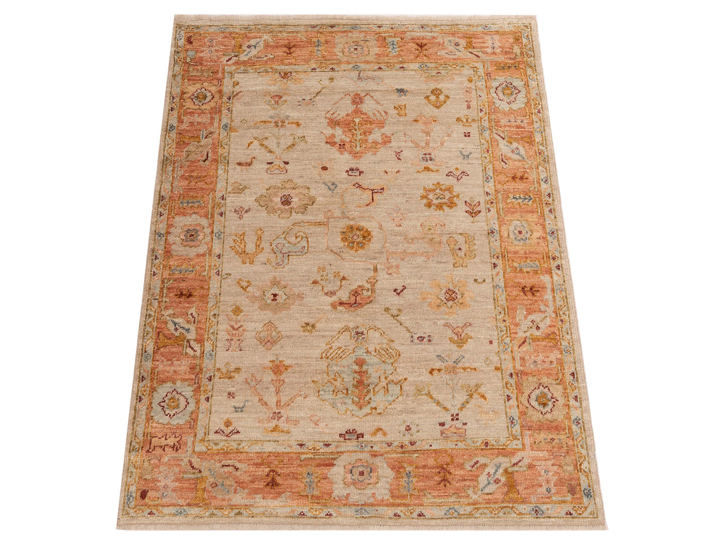 Angora Oushak 150761 Beige Pink 5.2x6.5 Hand Knotted Rug