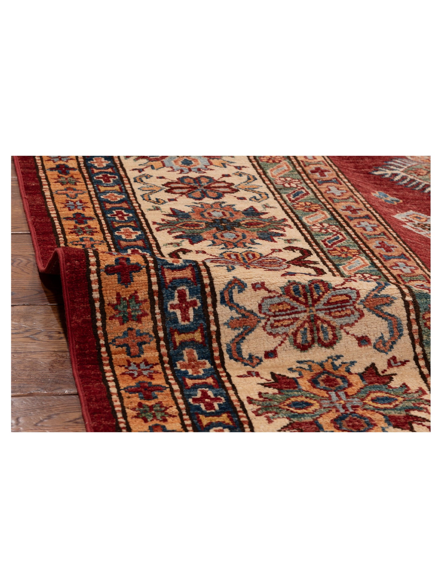Artisan Kazak 152858 Red Ivory 9.1x11.9 Hand Knotted Rug