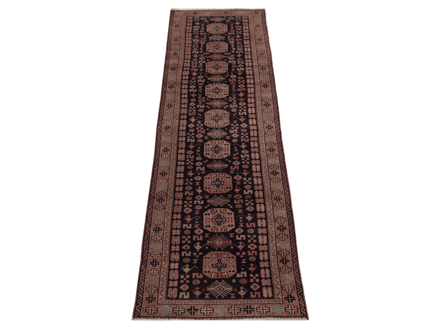 Old Anatolian 154348 Charcoal Red 2.8x10.6 Hand Knotted Rug