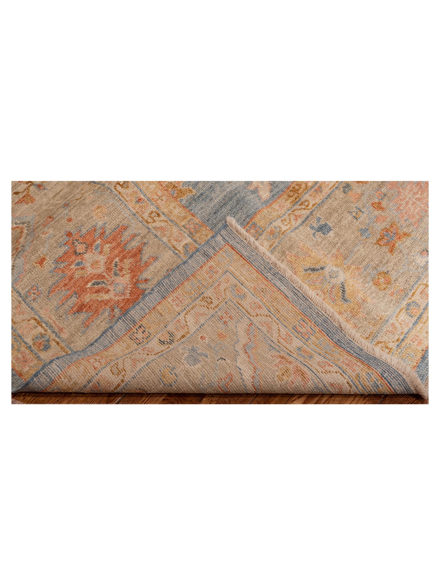 Angora Oushak 149244 Blue Light Brown 11.5x14.8 Hand Knotted Rug