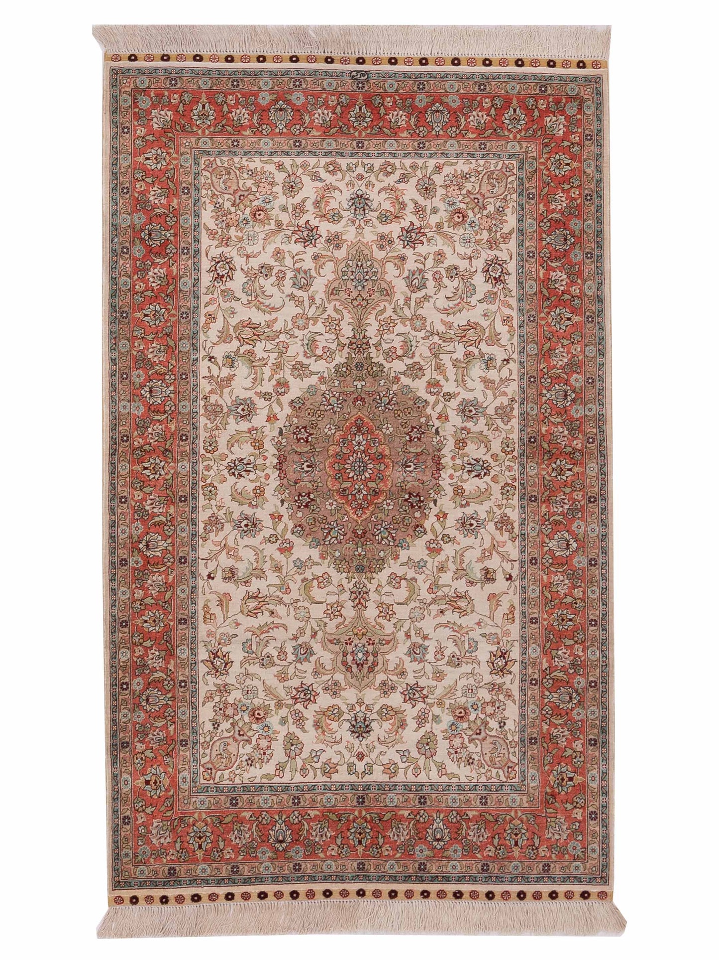 Pasha Pure Silk  Ivory Pink Traditional