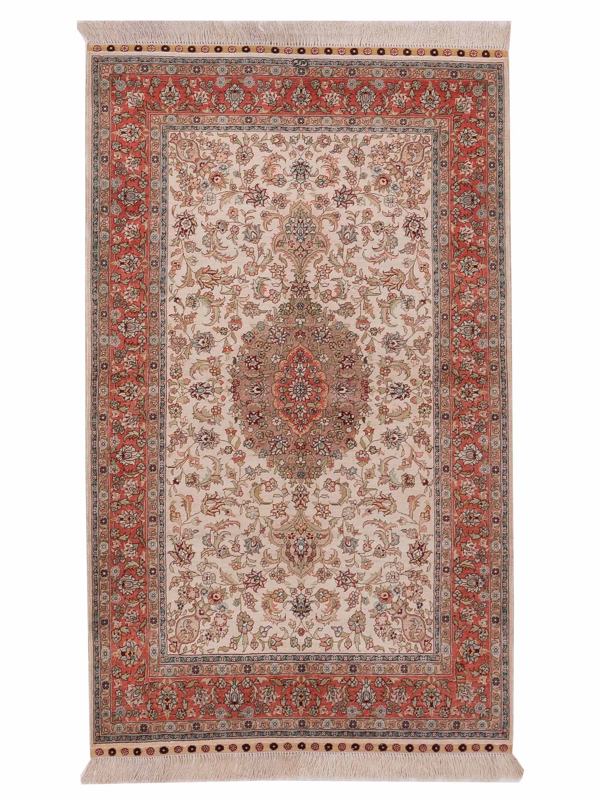 Pasha Pure Silk  Ivory Pink Traditional