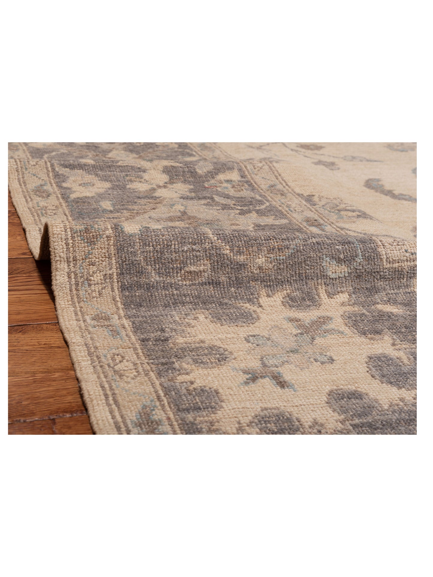 Angora Oushak 126202 Ivory Gray 11.3x15.6 Hand Knotted Rug