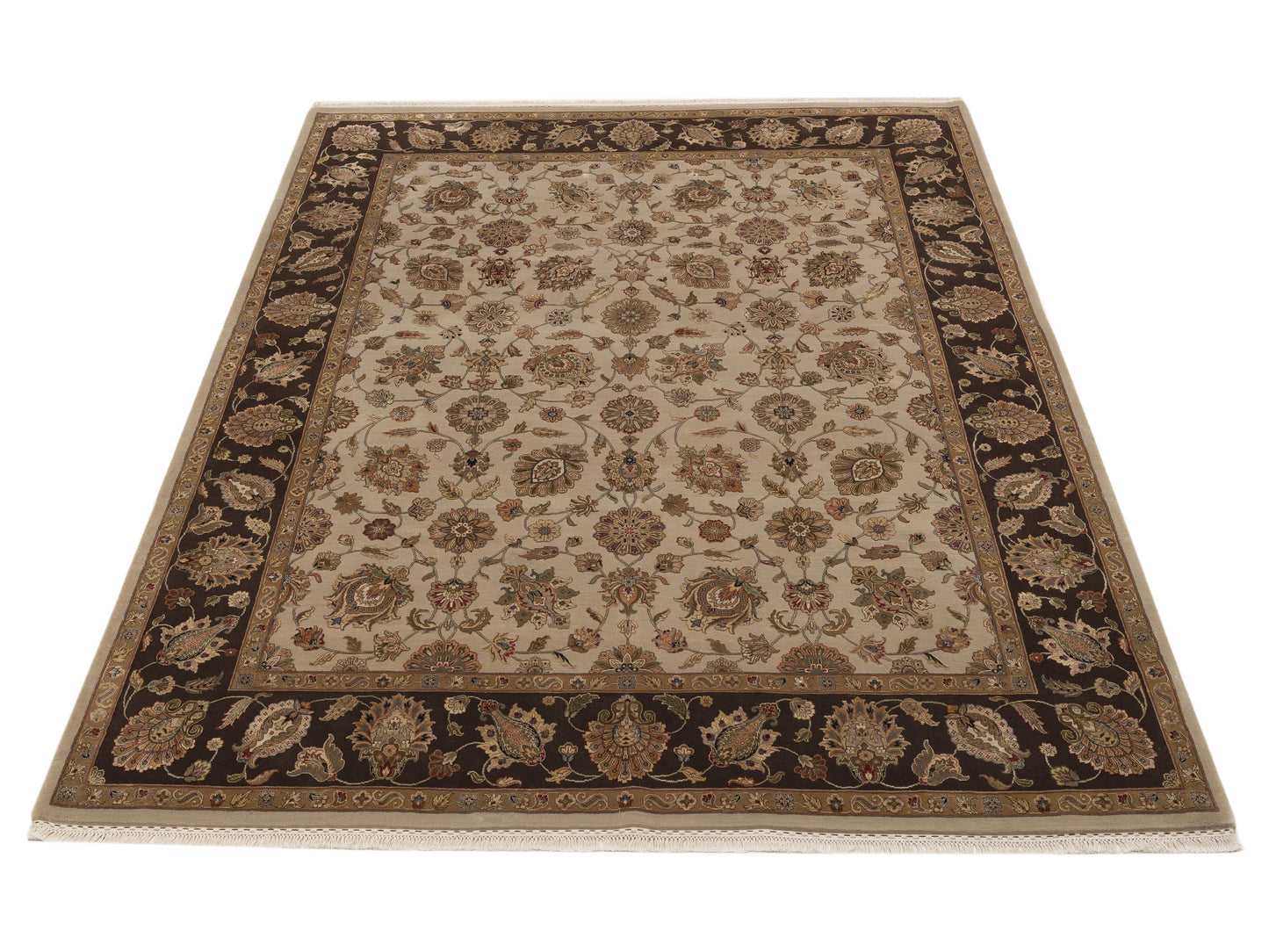 Imperial Silk 151246 Ivory Brown 8.3x10.1 Hand Knotted Rug