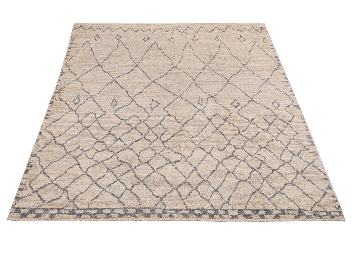 Berber Aspendos Ivory Gray 8.5x10.1 Hand Knotted Rug