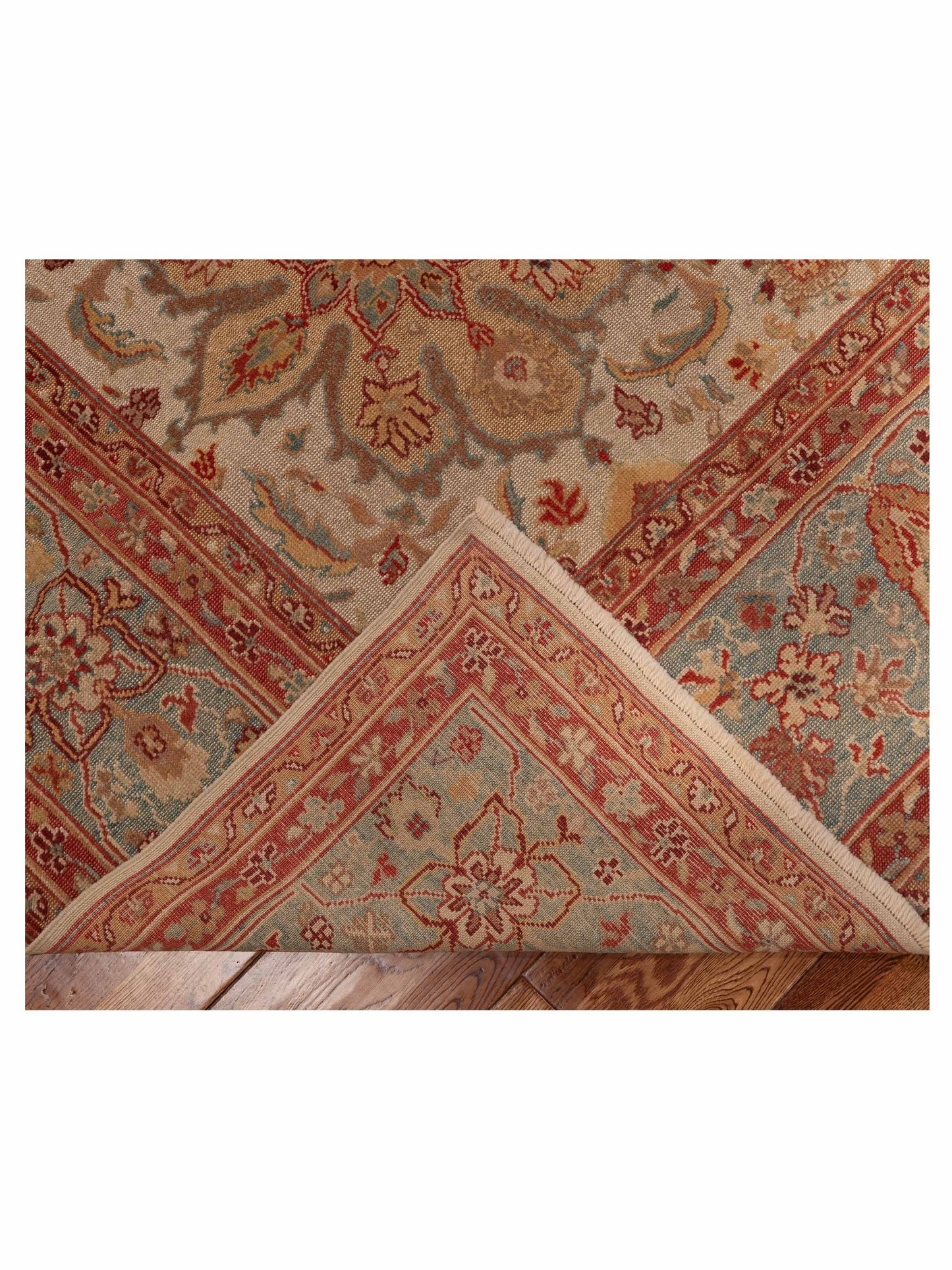 Antique Loom 107962 Beige Blue 9.4x13.4 Hand Knotted Rug