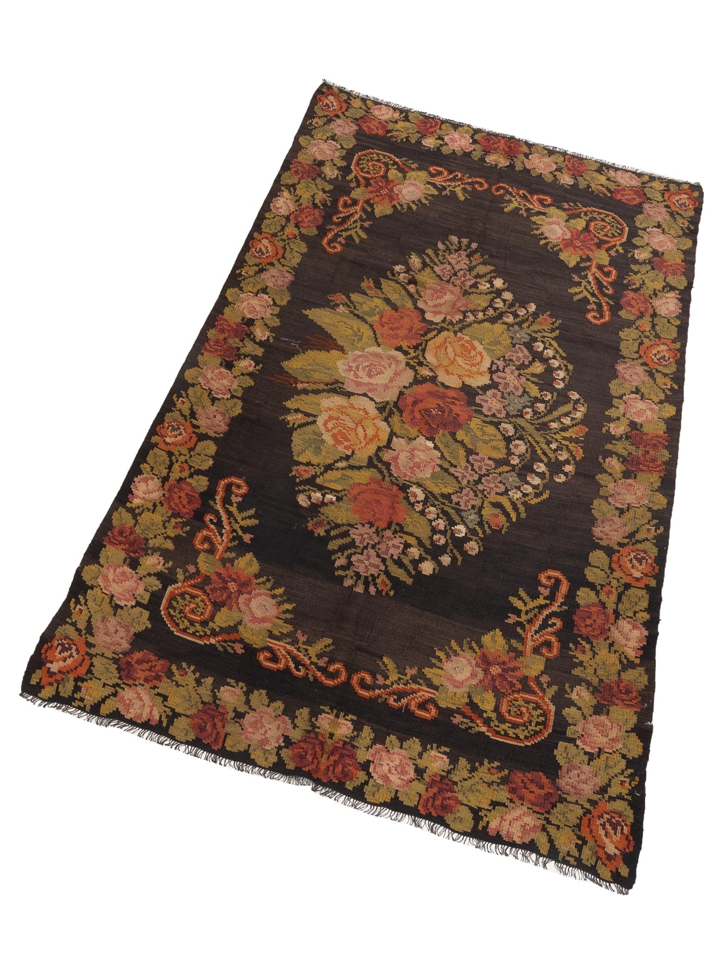 Old Basserabian Kilim 75752 Black 5.11x10.4 Hand Woven Rug
