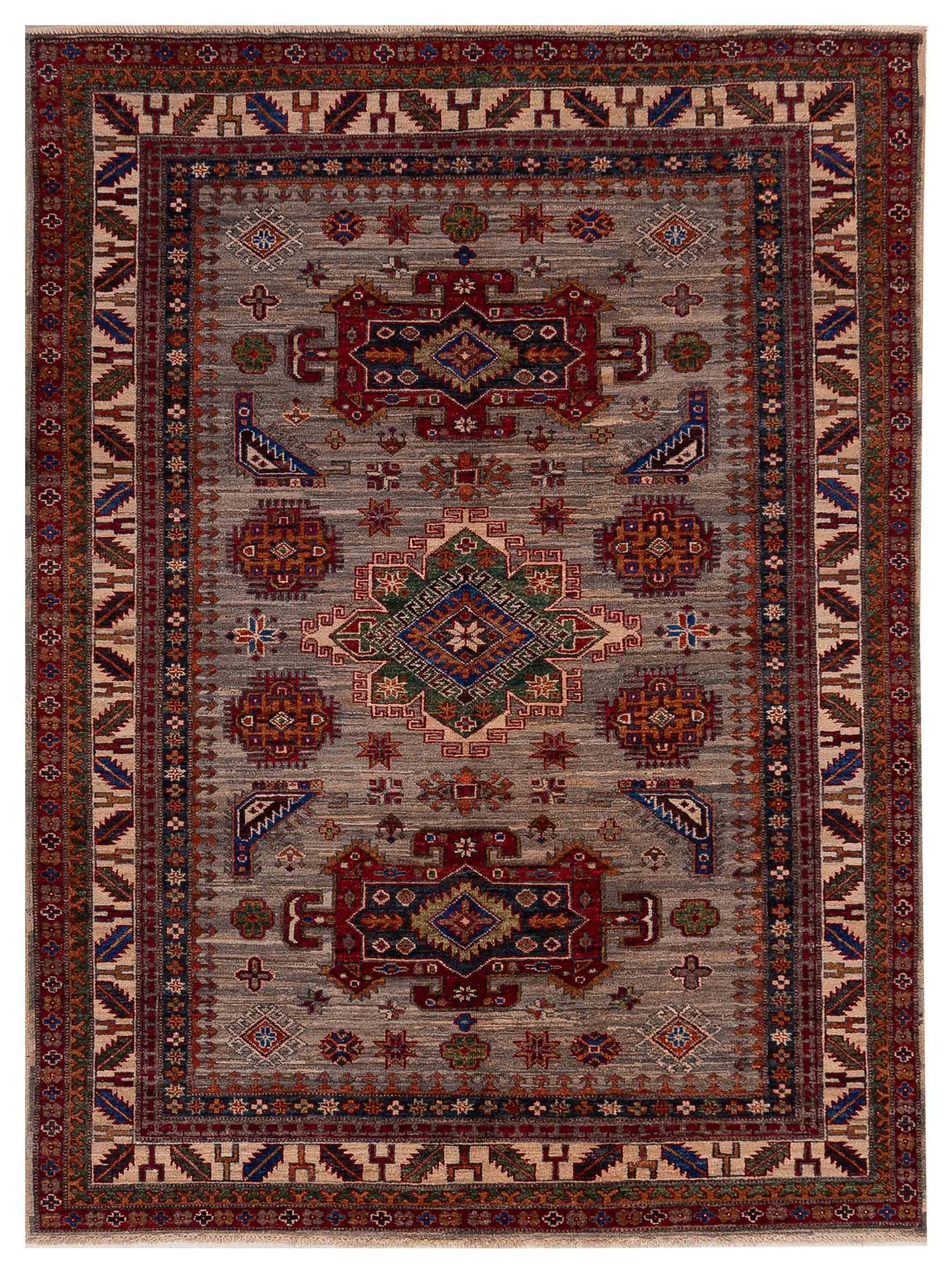 Nomad Super Kazak  Gray Ivory Geometric