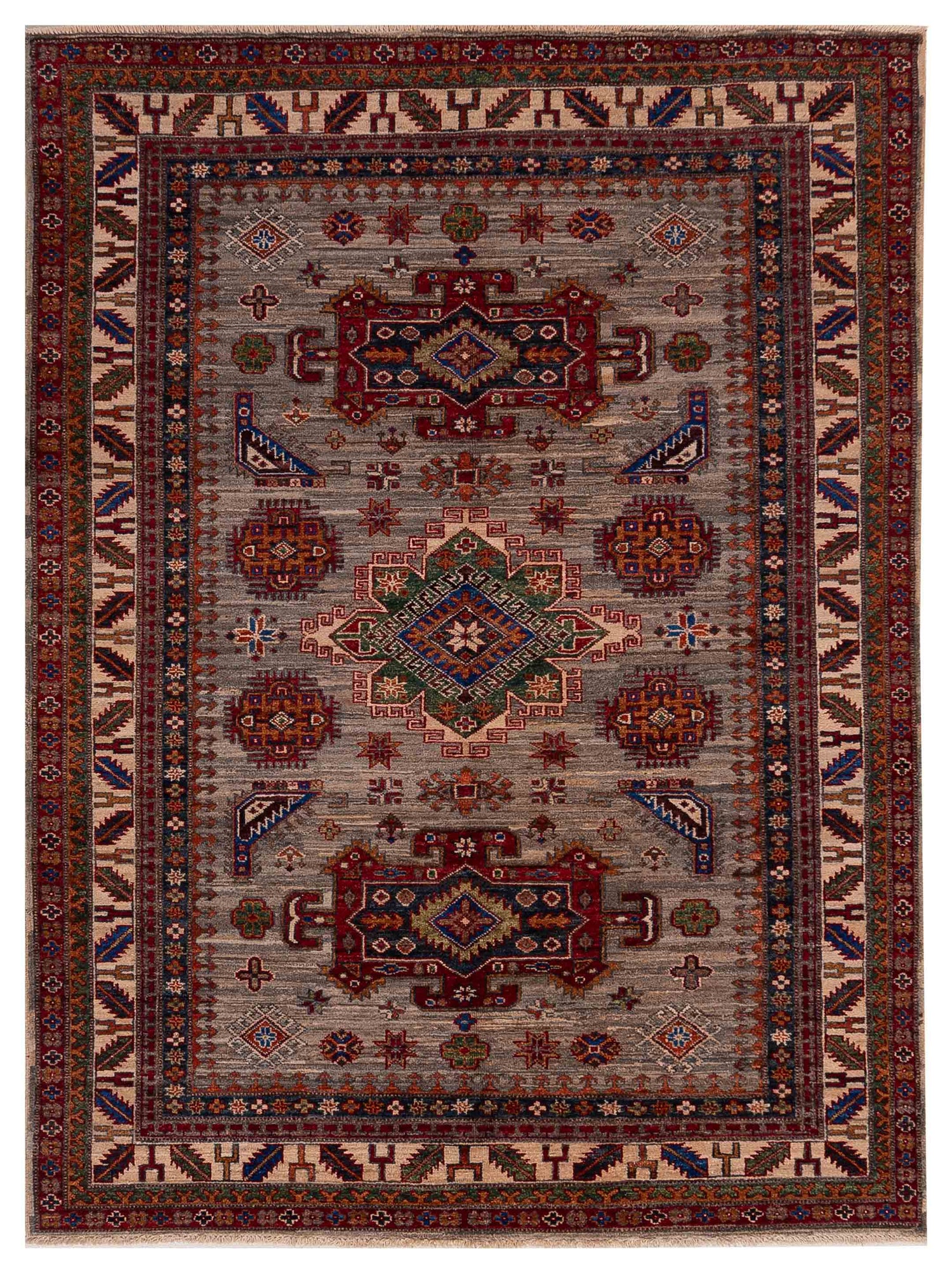 Nomad Super Kazak  Gray Ivory Geometric