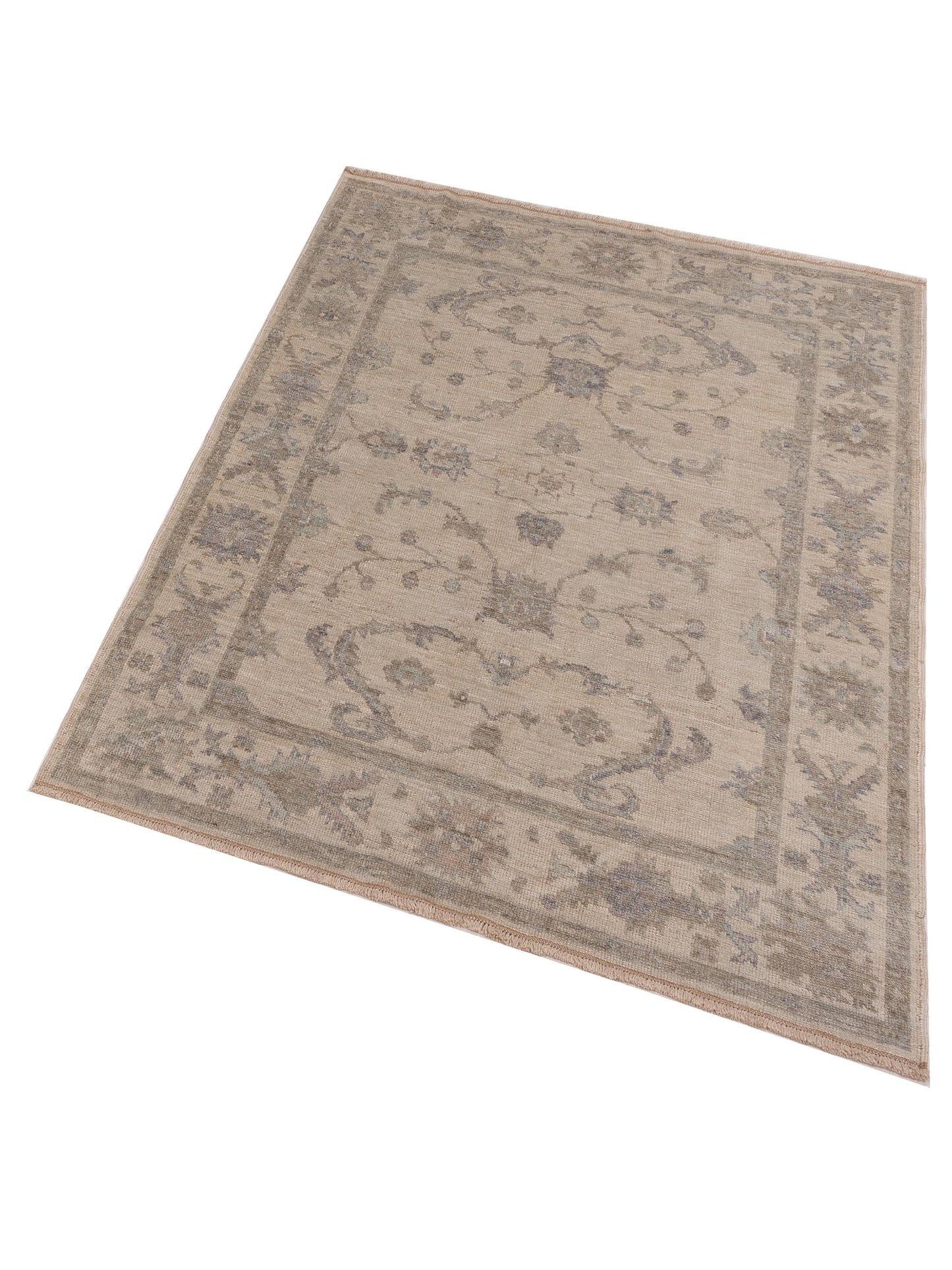 Angora Oushak 150209 Ivory Ivory 5x6.7 Hand Knotted Rug