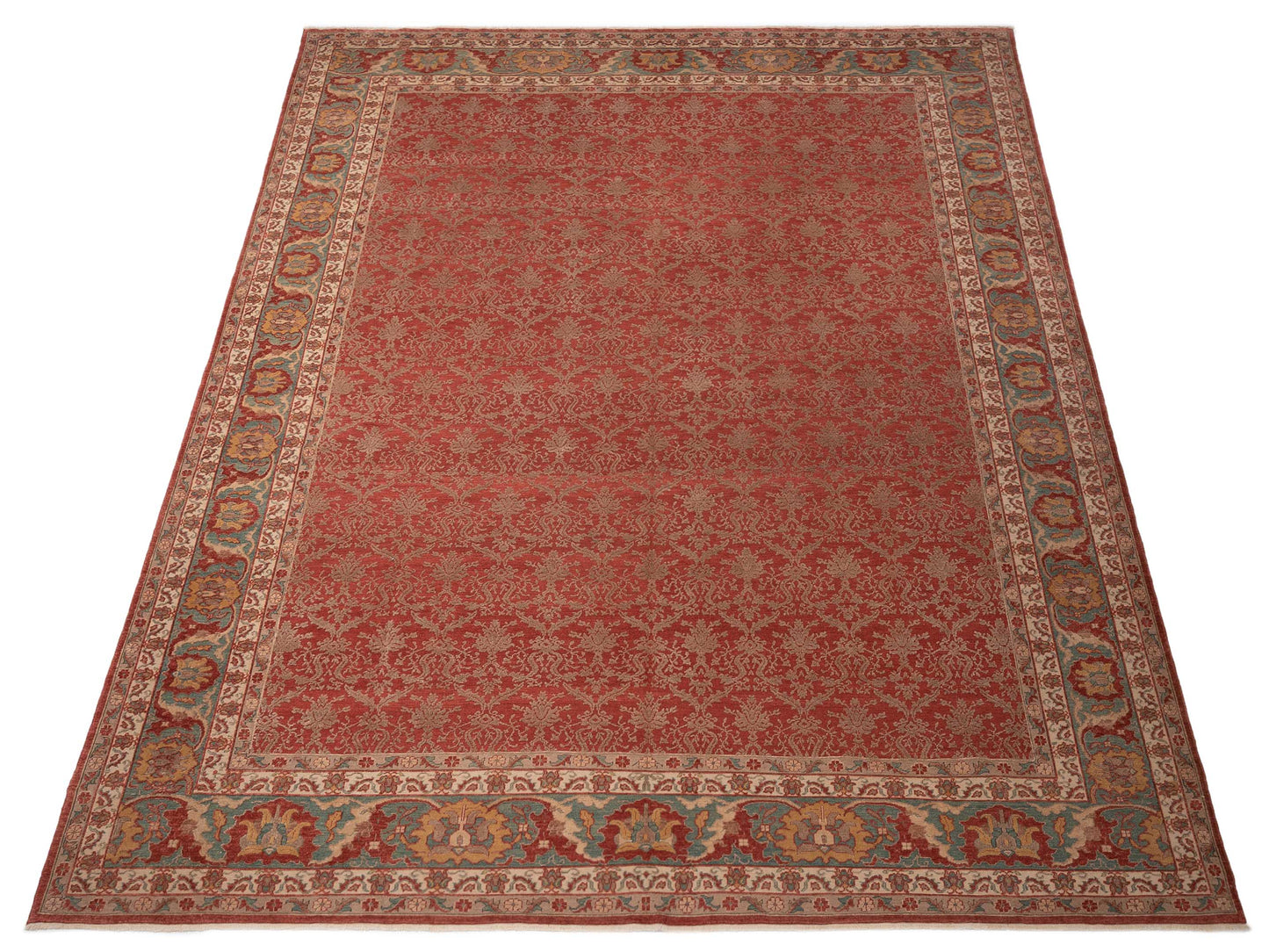 Antique Loom 107924 Red Blue 12.3x14.8 Hand Knotted Rug