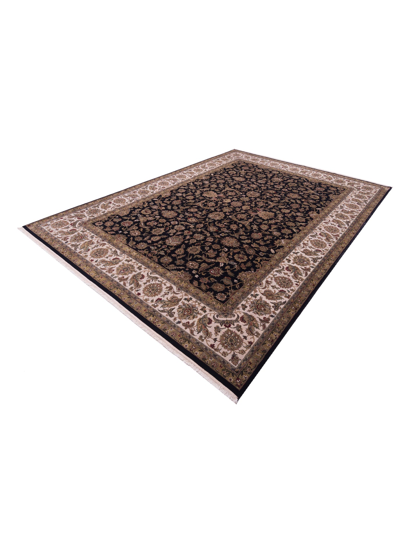 Crown 109402 Black Ivory 10.3x14.4 Hand Knotted Rug