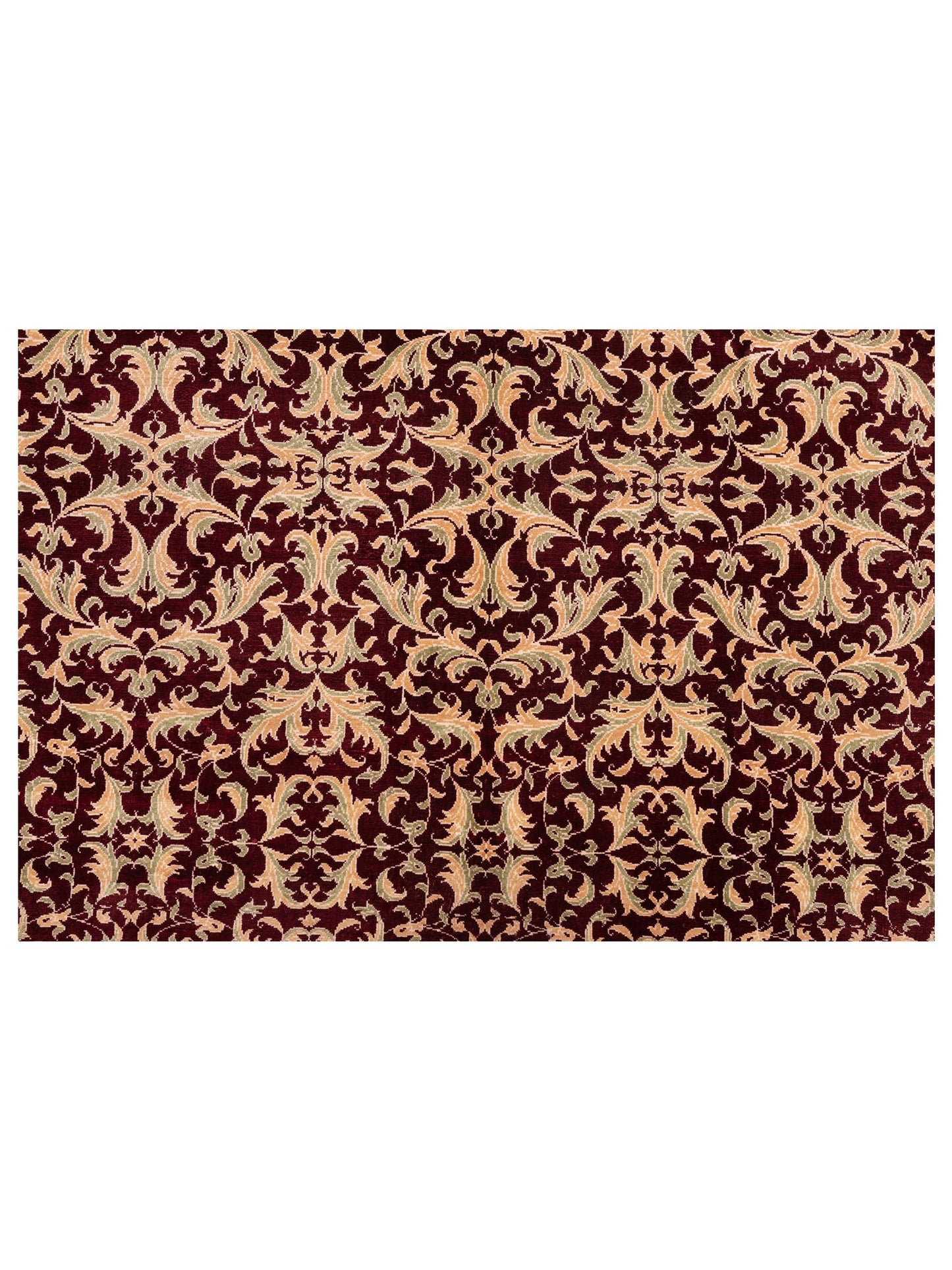 Pure Silk 113774 Red Cream 5.1x7.7 Hand Knotted Rug
