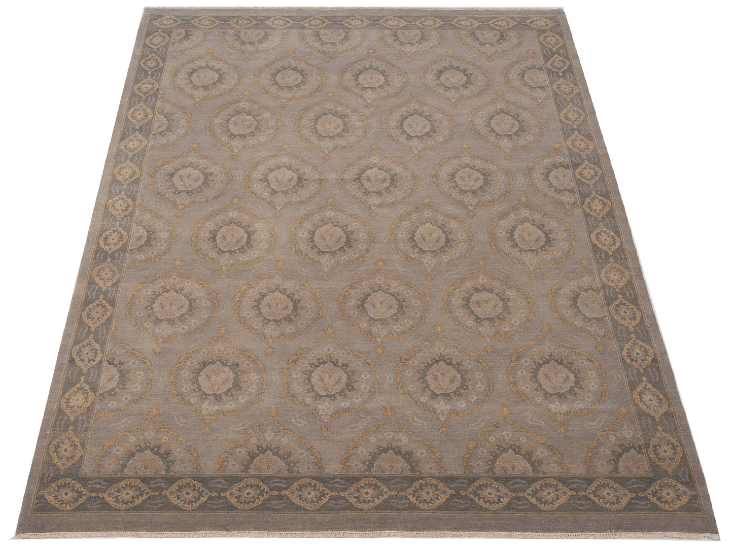 Crown 117056 Silver Green 9x12.3 Hand Knotted Rug