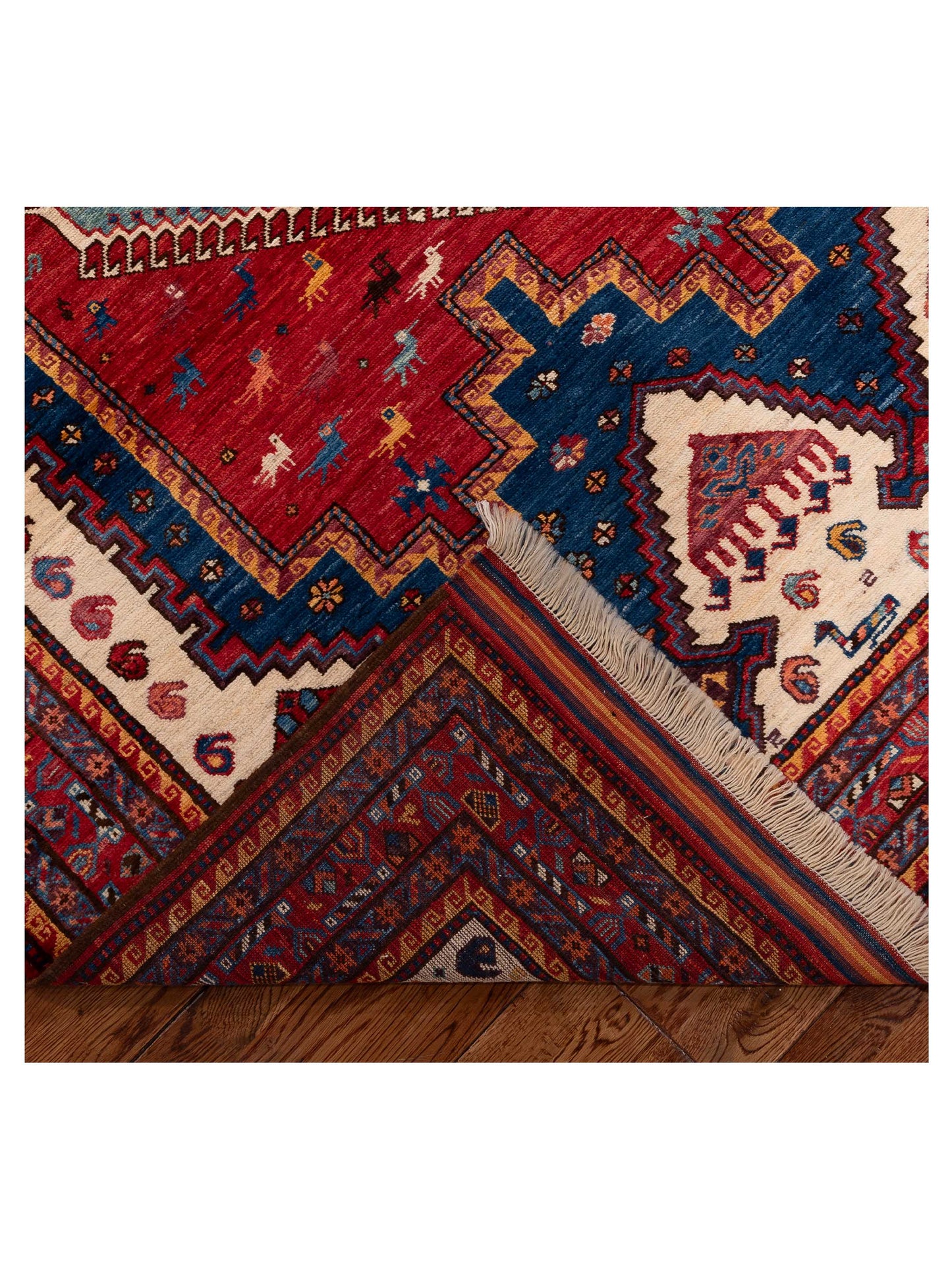 Sultan 152383 Blue Red 6.4x8.9 Hand Knotted Rug