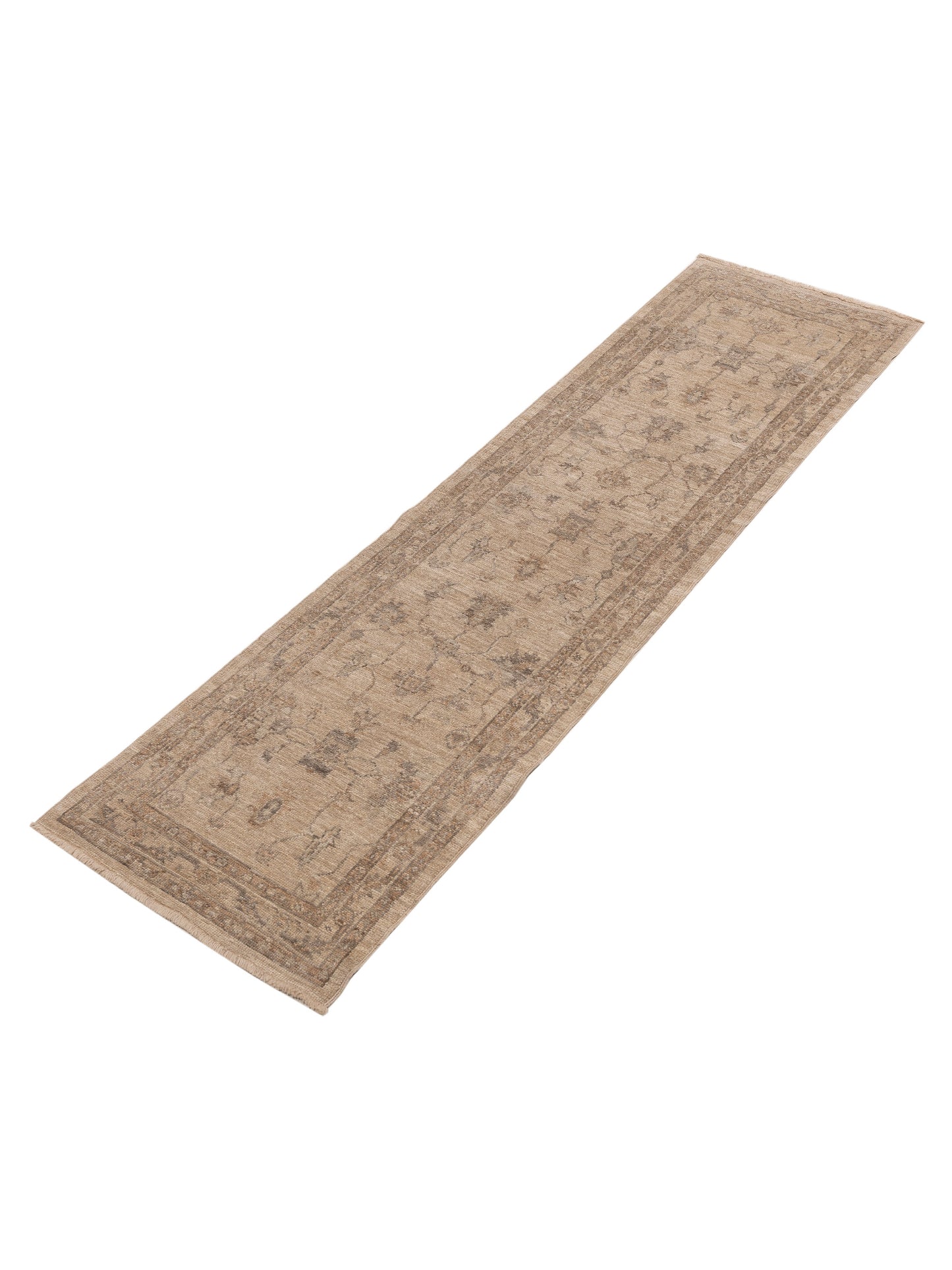 Angora Oushak 125687 Cream Cream 2.7x9.6 Hand Knotted Rug
