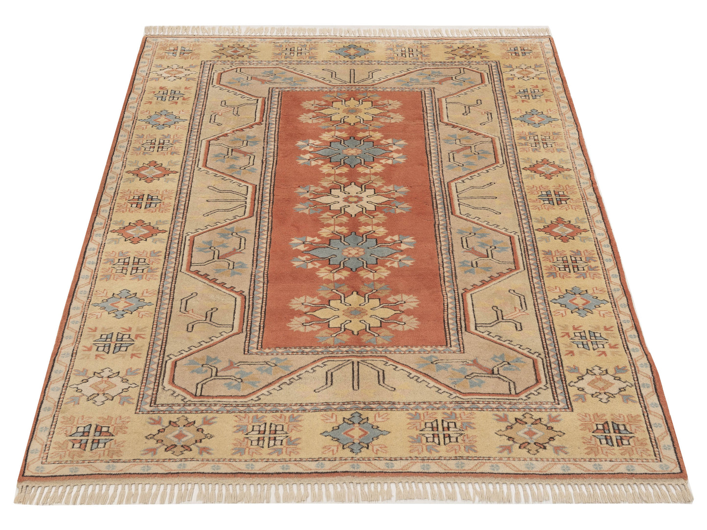 Milas 999150 Orange Beige 6.9x8.11 Hand Knotted Rug