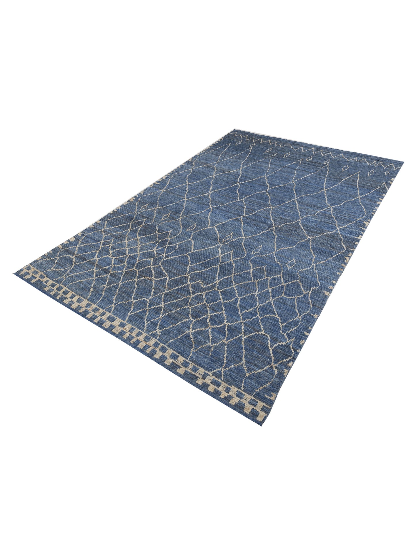 Berber Aspendos Blue Ivory 9.11x14.6 Hand Knotted Rug