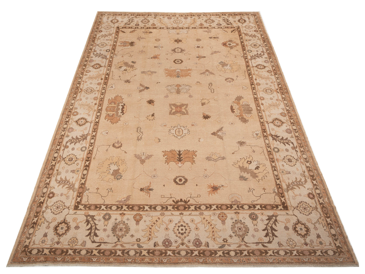 Angora Oushak 93039 Camel Ivory 12.4x17.3 Hand Knotted Rug