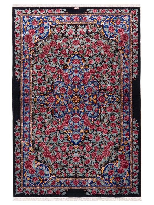 Pasha Pure Silk  Black Blue Traditional