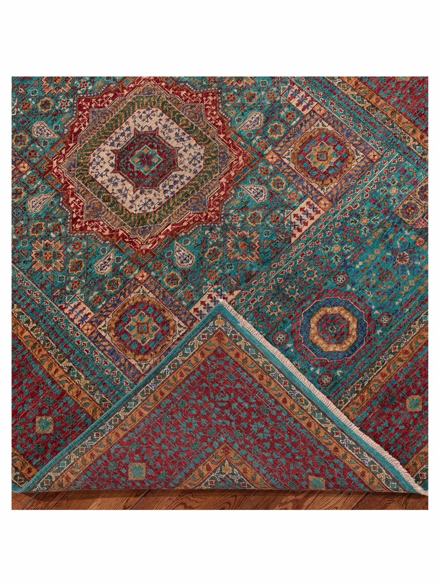 Artisan Mamluk 154748 Blue Red 5.9x7.10 Hand Knotted Rug