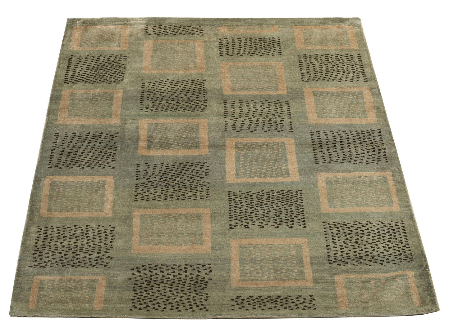 Tibetino 154033 Green Green 4.6x6.5 Hand Knotted Rug