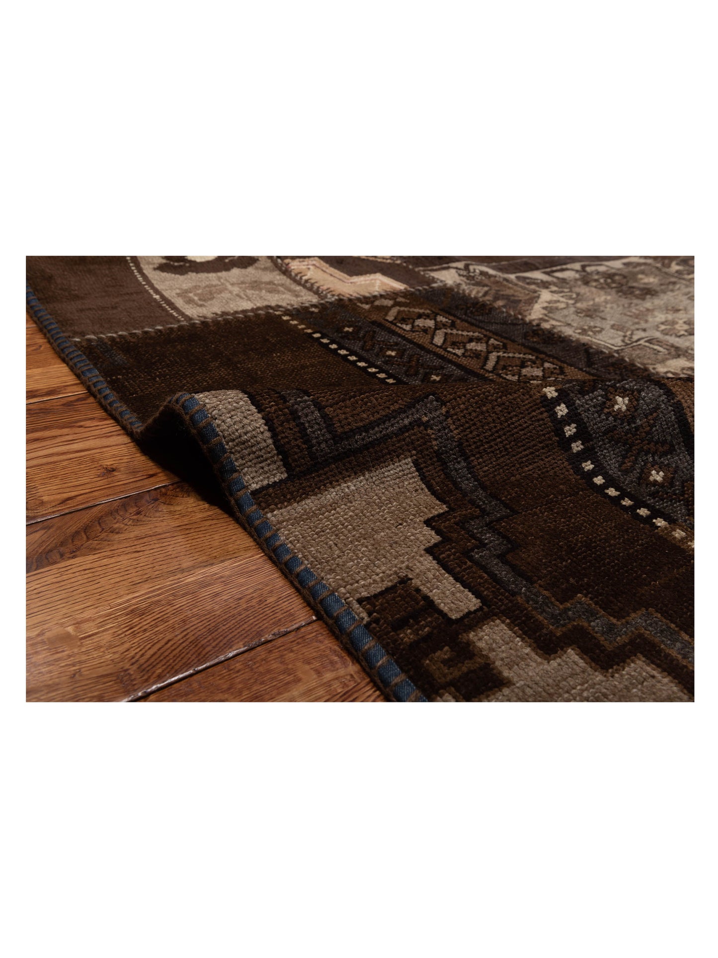 Turkish Vestige Patchwork 109011 Brown 9.10x13.2 Hand Knotted Rug