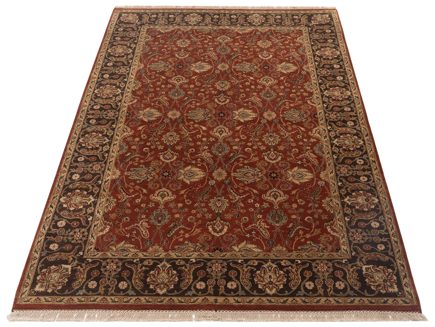 Crown 96242 Rust Brown 6x9.1 Hand Knotted Rug